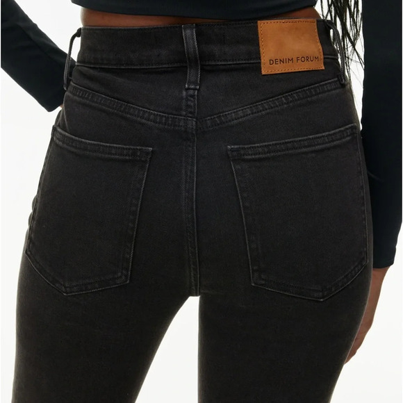 Denim Forum The Yoko High Rise Slim Skinny Button Fly Jeans Black - Picture 2 of 9